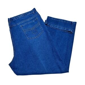 David Taylor Mens Comfort Fit Blue Denim Jeans 44x29 Medium Wash Side Elastic